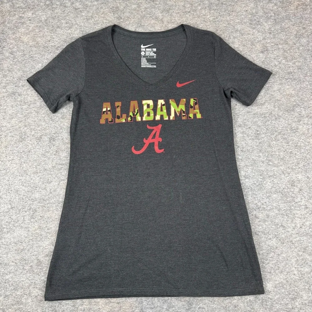 Nike Alabama Crimson Tide T-Shirt Tee Athletic Cut Gray Camo Womens Small S